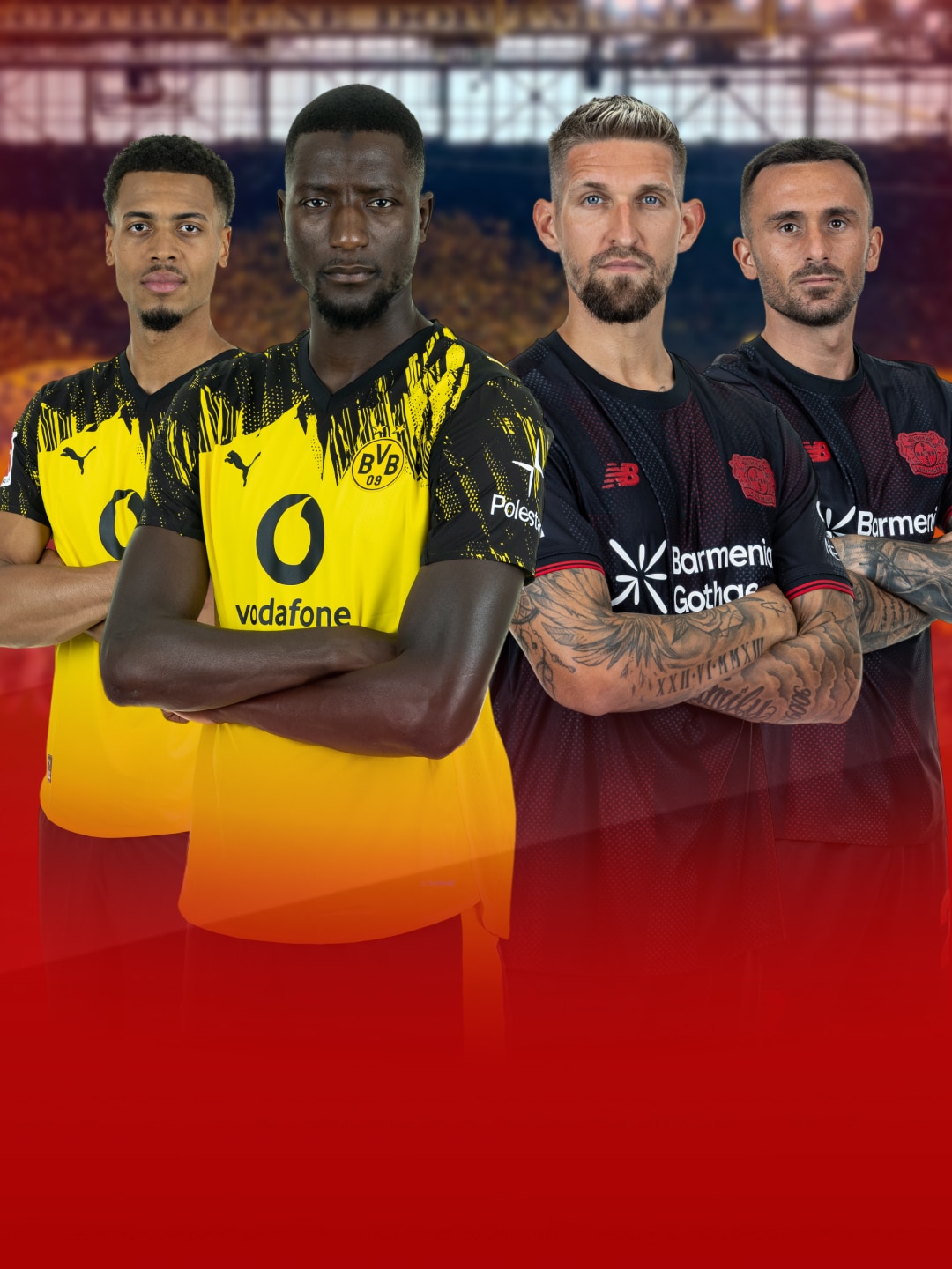 Jeweils zwei Spieler von Borussia Dortmund und Bayer Leverkusen